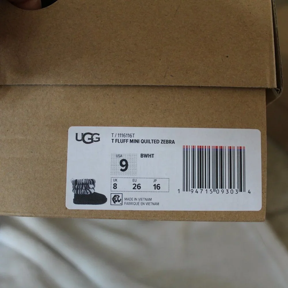 NIB‎ UGG INFANT TODDLER MINI SUEDE ZEBRA BOOTS
